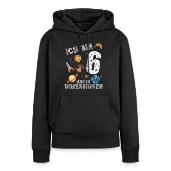 Ich bin 6 Auf in neue Dimensionen 6. Geburtstag - Frauen Premium Bio Hoodie - Schwarz - Vorne - Julia (174cm)