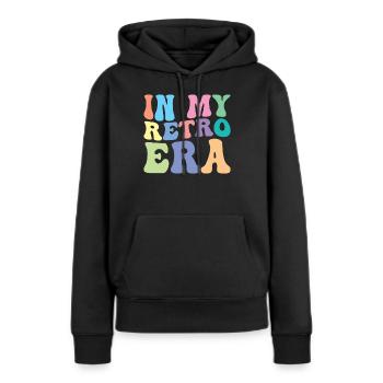 Rétro Groovy - Sweat à capuche Premium bio Femme - noir - Devant - Julia (174cm)