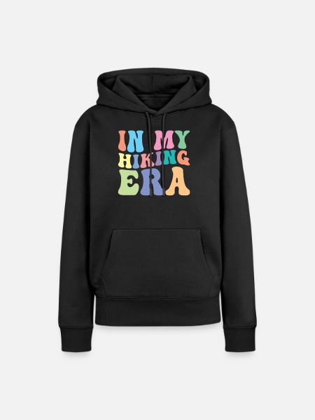Wandern Wanderer Retro Groovy - Frauen Premium Bio Hoodie - Schwarz