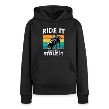 Rodéo - Sweat à capuche Premium bio Femme - noir - Devant - Julia (174cm)