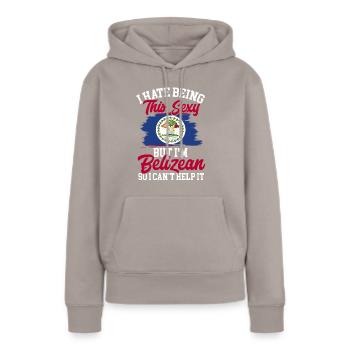 Drapeau du Belize Bélizien - Sweat à capuche Premium bio Femme - taupe - Devant - Julia (174cm)