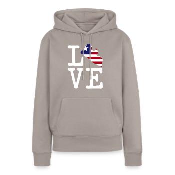 Liberia Flagge Liberianer - Frauen Premium Bio Hoodie - Taupe - Vorne - Julia (174cm)