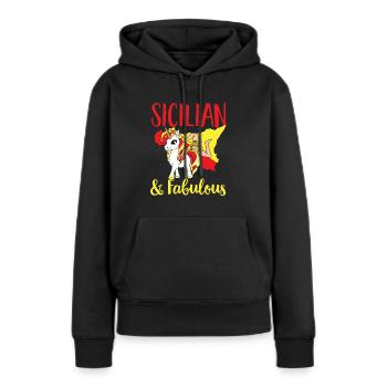 Sizilien Flagge Italien Sizilien - Frauen Premium Bio Hoodie - Schwarz - Vorne - Julia (174cm)