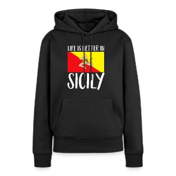 Sizilien Flagge Italien Sizilien - Frauen Premium Bio Hoodie - Schwarz - Vorne - Julia (174cm)