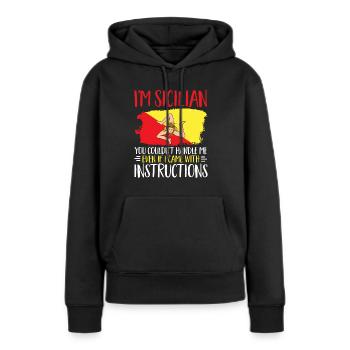 Sizilien Flagge Italien Sizilien - Frauen Premium Bio Hoodie - Schwarz - Vorne - Julia (174cm)