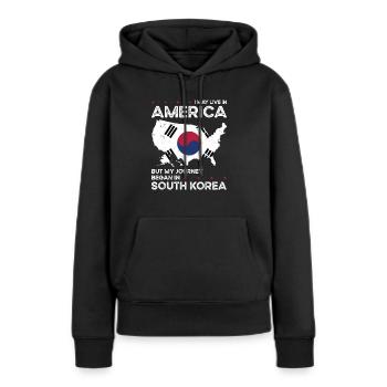 Sud-Coréen Américain Patriote États-Unis - Sweat à capuche Premium bio Femme - noir - Devant - Julia (174cm)
