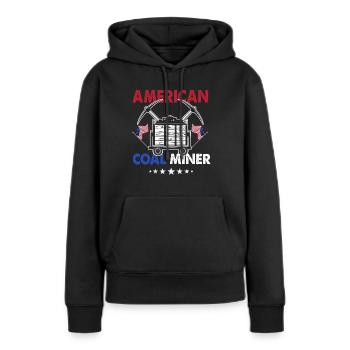 Mineur de charbon américain - Sweat à capuche Premium bio Femme - noir - Devant - Julia (174cm)