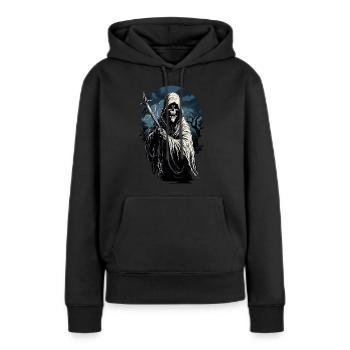 Gruseliger Halloween Sensenmann Grim Reaper - Frauen Premium Bio Hoodie - Schwarz - Vorne - Julia (174cm)
