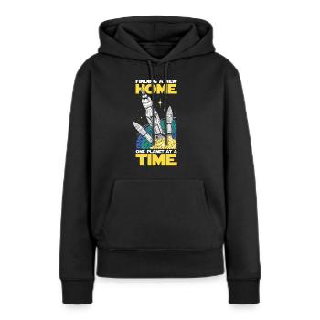 Colonisation de l’espace - Sweat à capuche Premium bio Femme - noir - Devant - Julia (174cm)