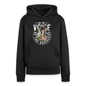 Droits des animaux Vegan Soyez la voix des sans-voix - Sweat à capuche Premium bio Femme - noir - Devant - Julia (174cm)