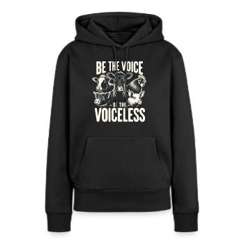 Droits des animaux Vegan Soyez la voix des sans-voix - Sweat à capuche Premium bio Femme - noir - Devant - Julia (174cm)