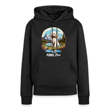 Caniche - Sweat à capuche Premium bio Femme - noir - Devant - Julia (174cm)