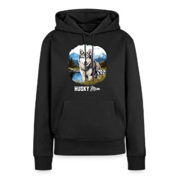 Husky - Frauen Premium Bio Hoodie - Schwarz - Vorne - Julia (174cm)