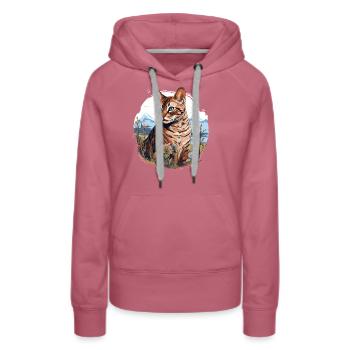Bengal Cat - Frauen Premium Bio Hoodie - Malve - Vorne - Isabella (175cm)