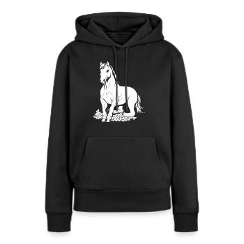 Pferd Reitsport - Frauen Premium Bio Hoodie - Schwarz - Vorne - Julia (174cm)