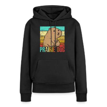 Chien de prairie - Sweat à capuche Premium bio Femme - noir - Devant - Julia (174cm)