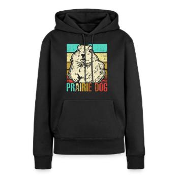 Chien de prairie - Sweat à capuche Premium bio Femme - noir - Devant - Julia (174cm)