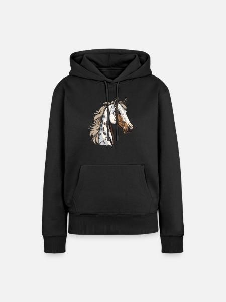 Pferd Reitsport - Frauen Premium Bio Hoodie - Schwarz