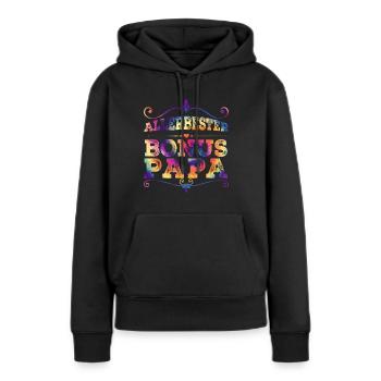 Bonus Papa - Frauen Premium Bio Hoodie - Schwarz - Vorne - Julia (174cm)