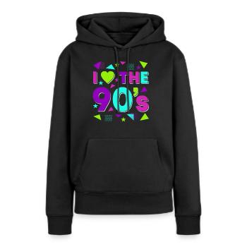 Amour Violet Rétro Look Années 90 - Sweat à capuche Premium bio Femme - noir - Devant - Julia (174cm)