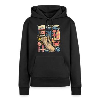Californie - Sweat à capuche Premium bio Femme - noir - Devant - Julia (174cm)