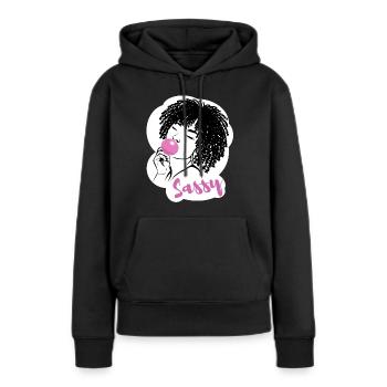 Sassy Chic mit Afro Charme - Frauen Premium Bio Hoodie - Schwarz - Vorne - Julia (174cm)