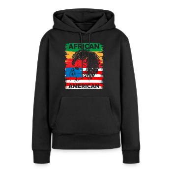Fierté et pouvoir – Afro-Américain - Sweat à capuche Premium bio Femme - noir - Devant - Julia (174cm)