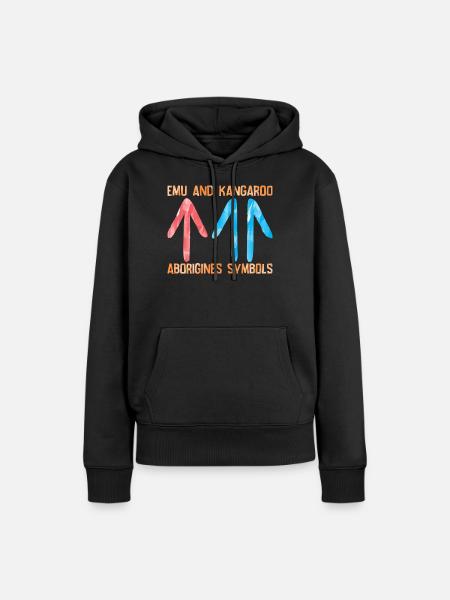 Emu Kangaroo Aborigines - Frauen Premium Bio Hoodie - Schwarz