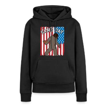Bigfoot Patriot USA Flagge Hingucker - Frauen Premium Bio Hoodie - Schwarz - Vorne - Julia (174cm)