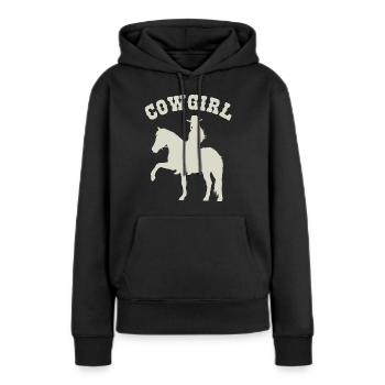Reitsilhouette Einfach Stilvoll - Frauen Premium Bio Hoodie - Schwarz - Vorne - Julia (174cm)