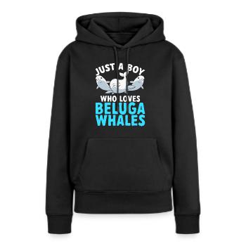 Weißwal Beluga Wal - Frauen Premium Bio Hoodie - Schwarz - Vorne - Julia (174cm)