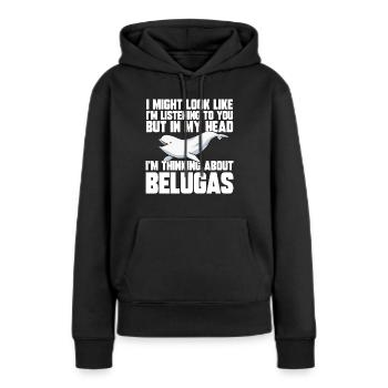 Weißwal Beluga Wal - Frauen Premium Bio Hoodie - Schwarz - Vorne - Julia (174cm)
