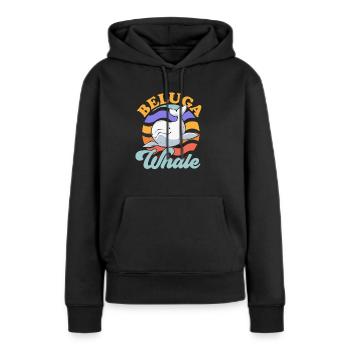Baleine blanche Béluga - Sweat à capuche Premium bio Femme - noir - Devant - Julia (174cm)