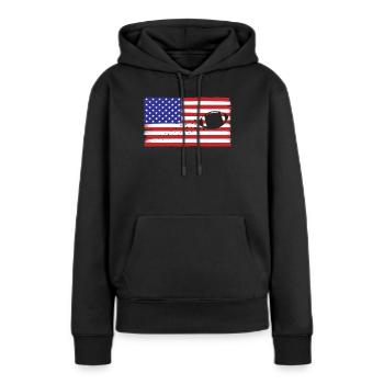 Patriotischer Football-Fanfieber - Frauen Premium Bio Hoodie - Schwarz - Vorne - Julia (174cm)