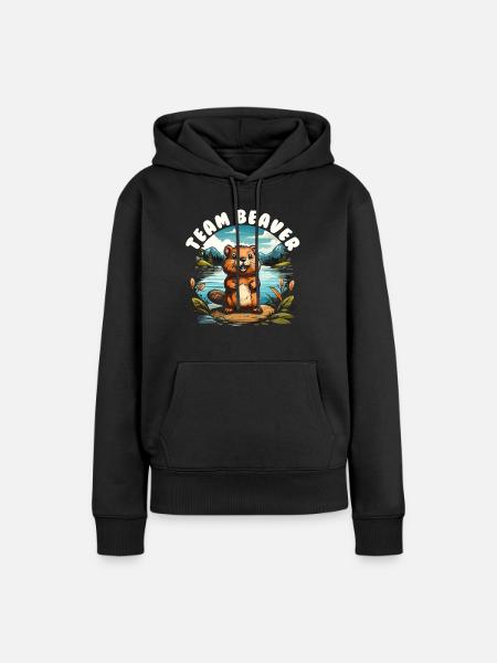 Team Beaver - Frauen Premium Bio Hoodie - Schwarz