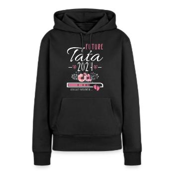 Future Tata 2024 Cadeau Nouvelle Naissance Tante - Sweat à capuche Premium bio Femme - noir - Devant - Julia (174cm)
