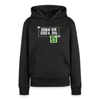 Komm wir essen, Opa. Satzzeichen retten Leben - Frauen Premium Bio Hoodie - Schwarz - Vorne - Julia (174cm)