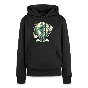 Earth Maskottchen 50er Jahre Retro-Stil - Frauen Premium Bio Hoodie - Schwarz - Vorne - Julia (174cm)