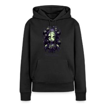 Gothic Girl Spruch Normal is an Illusion - Frauen Premium Bio Hoodie - Schwarz - Vorne - Julia (174cm)