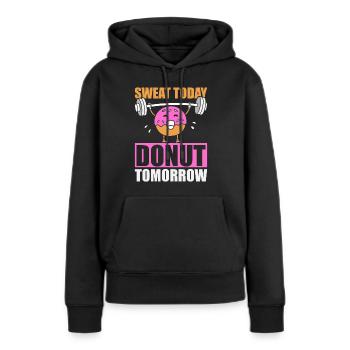 Donut Fitness Donut Gym - Sweat à capuche Premium bio Femme - noir - Devant - Julia (174cm)
