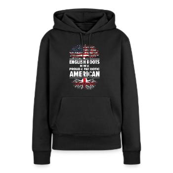 Lieu de naissance : Anglais, Angleterre, Américain, États-Unis - Sweat à capuche Premium bio Femme - noir - Devant - Julia (174cm)
