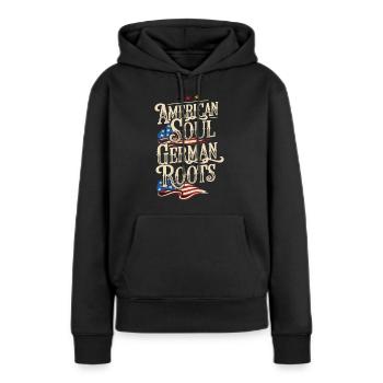 Âme américaine Racines allemandes Allemagne Amérique - Sweat à capuche Premium bio Femme - noir - Devant - Julia (174cm)