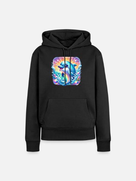 Delfin-Ozean - Frauen Premium Bio Hoodie - Schwarz