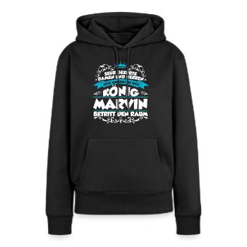 Marvin Name Design - Frauen Premium Bio Hoodie - Schwarz - Vorne - Julia (174cm)