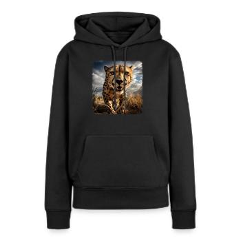 Guépard réaliste Guépard - Sweat à capuche Premium bio Femme - noir - Devant - Julia (174cm)