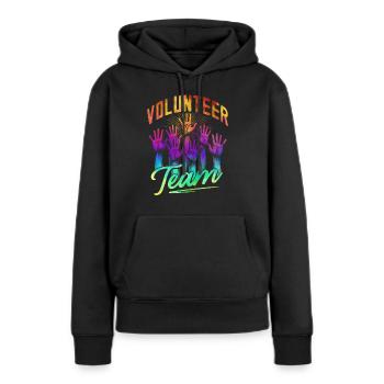 Équipe de bénévoles - Sweat à capuche Premium bio Femme - noir - Devant - Julia (174cm)