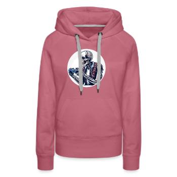 Skelett mit Gamecontroller. Design für Gamer - Frauen Premium Bio Hoodie - Malve - Vorne - Isabella (175cm)