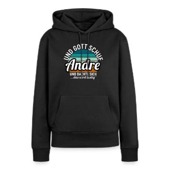 Andreas - Frauen Premium Bio Hoodie - Schwarz - Vorne - Julia (174cm)