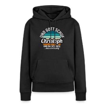 Claus - Frauen Premium Bio Hoodie - Schwarz - Vorne - Julia (174cm)