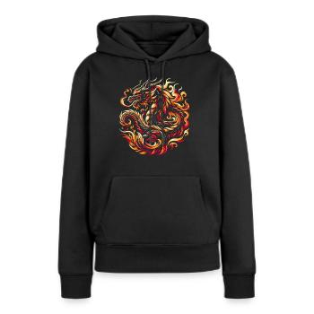 Drachenfeuer Chinesisches Drachen-Tierkreiszeichen - Frauen Premium Bio Hoodie - Schwarz - Vorne - Julia (174cm)